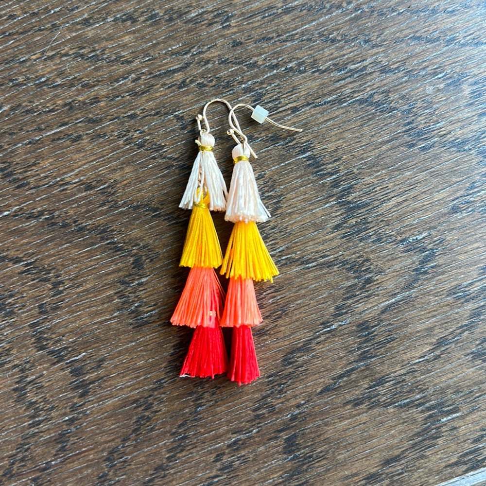 Tassel Colorful Earrings With Cream, Yellow, Orange and Red